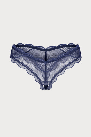 Nightly Blue Crotchless Thong