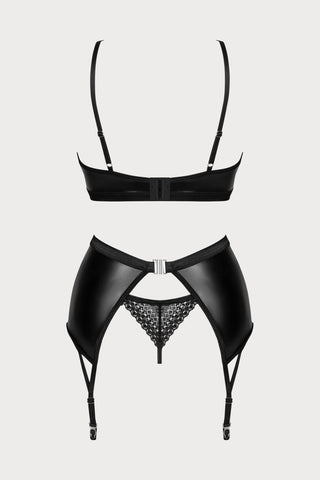 Obsessive Norides Bra, Thong & Suspender Black