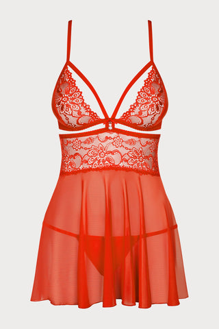 838 Red Babydoll & Thong set, Size XXL (UK 16)