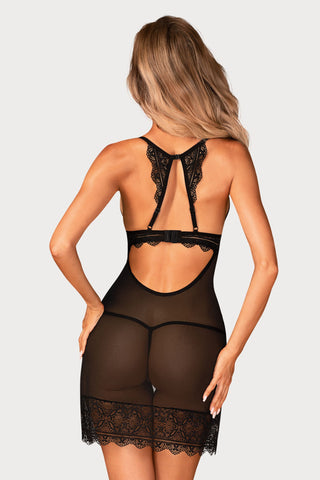 Obsessive Renelia Chemise & Thong Black