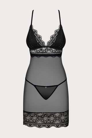 Obsessive Renelia Chemise & Thong Black