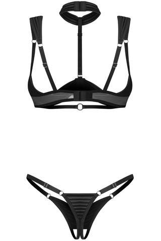 Obsessive Roccele Black Open Bra & Crotchless Thong