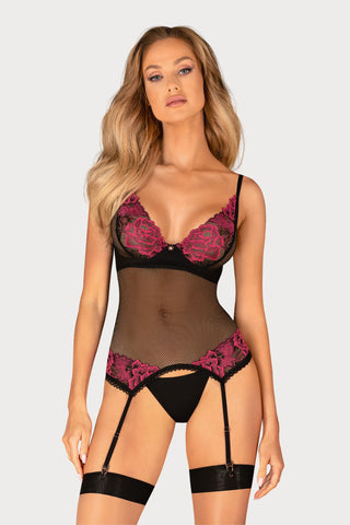 Obsessive Rosenty Corset & Thong Black