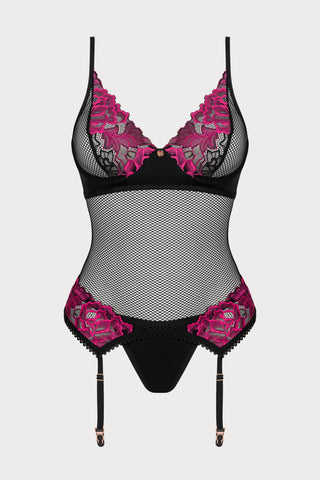 Obsessive Rosenty Corset & Thong Black
