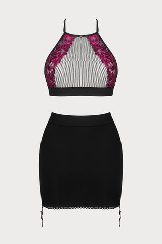 Obsessive Rosenty Top & Suspender Skirt Black