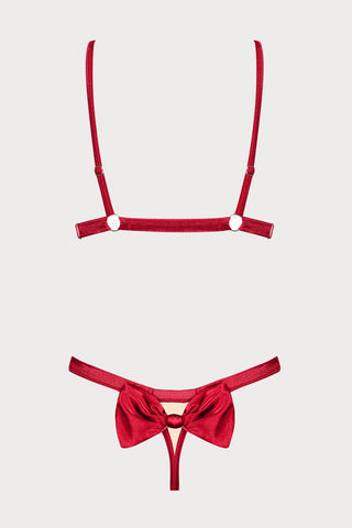 Obsessive Rubinesa Satin Open Bra & Thong