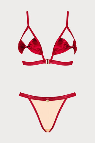 Obsessive Rubinesa Satin Open Bra & Thong