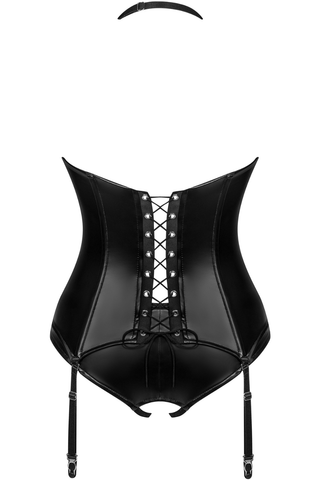 Obsessive Viranes Corset & Crotchless Brief Black