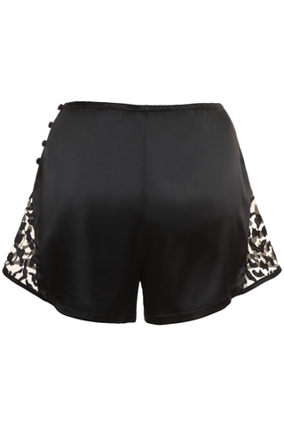 Prelude Black Satin Shorts Les Nuits Folles - Luxury Satin Nightwear