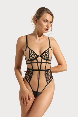 Prelude Les Nuits Folles Nude & Black Thong Bodysuit 