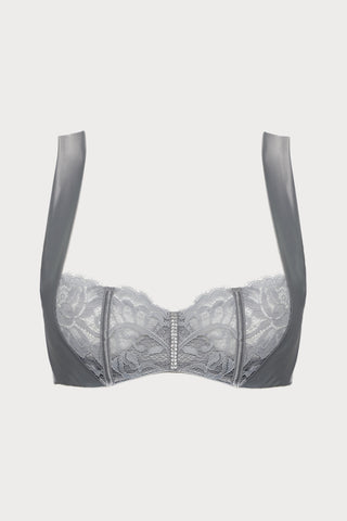 Marlene Underwired Bra with Swarovski Crystals in Grey