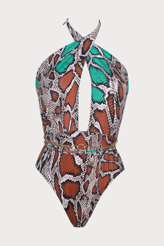 Mermaids Cutout Swimsuit in Animal Print