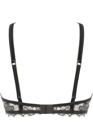 Black Lace & Satin High Neck Bra Prelude Pearl