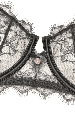 Womens Black Lace Half Cup Bra Prelude Pearl 