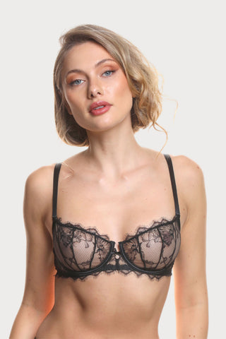 Prelude Pearl Black Lace Half Cup Bra