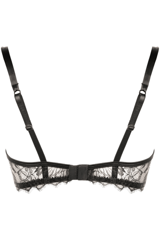 Womens Black Lace Half Cup Bra Prelude Pearl 