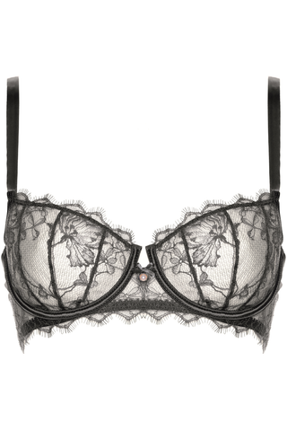 Womens Black Lace Half Cup Bra Prelude Pearl 