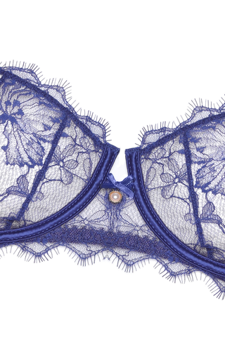 Women's Blue Lace Half Cup Bra - Prelude Pearl 