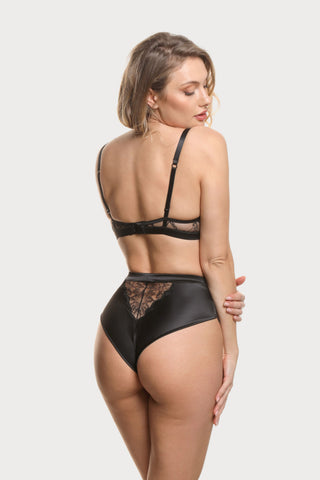 Prelude Pearl Black Lace & Satin High Waist Brief