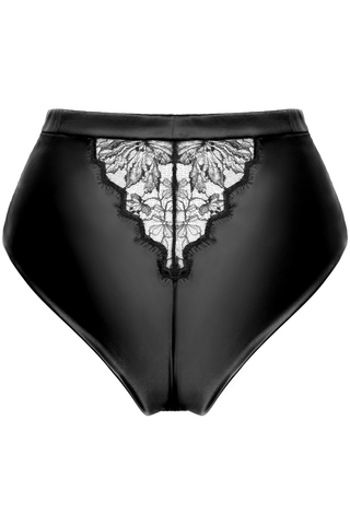 Womens Black Lace & Satin High Waist Brief Prelude Pearl