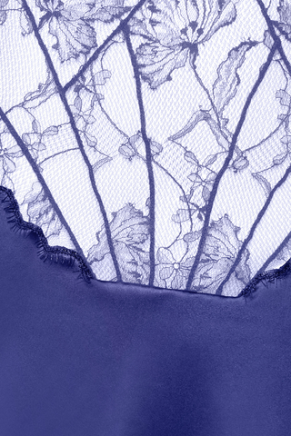 Womens Blue Satin Pencil Skirt with Lace Insert by Prelude