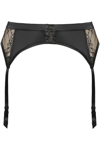 Womens Black Lace & Satin Suspender Belt Prelude Pearl