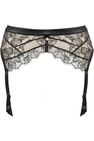 Prelude Pearl Black Lace & Satin Suspender Belt
