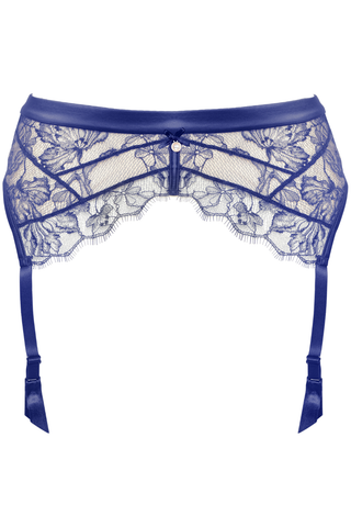Women's Blue Lace & Satin Suspender Belt by Prelude