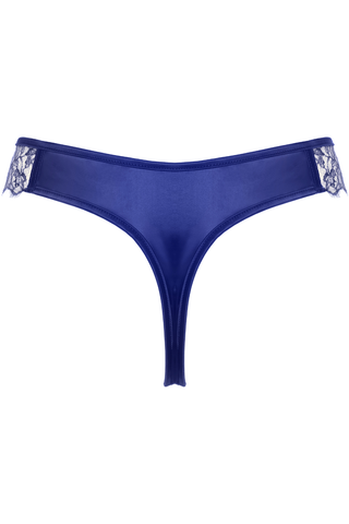 Women's Blue Lace & Satin Tanga Thong by Prelude