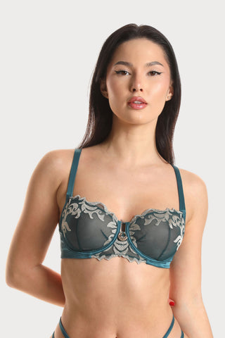 Prelude Venus Teal Embroidery Balcony Bra
