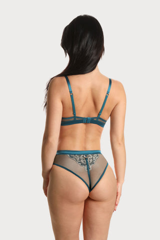 Prelude Venus Teal Embroidery Brazilian Brief