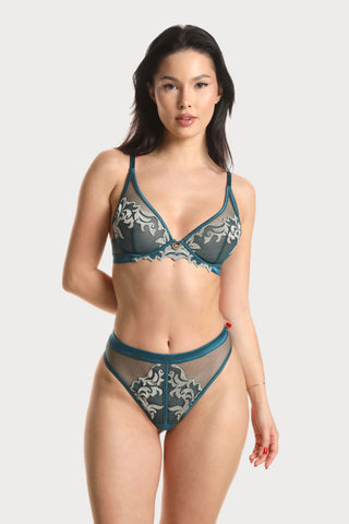 Prelude Venus Teal Embroidery Brazilian Brief