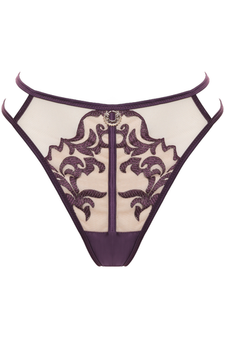 Prelude Venus Violet Tanga Thong - Luxury Embroidered Knickers