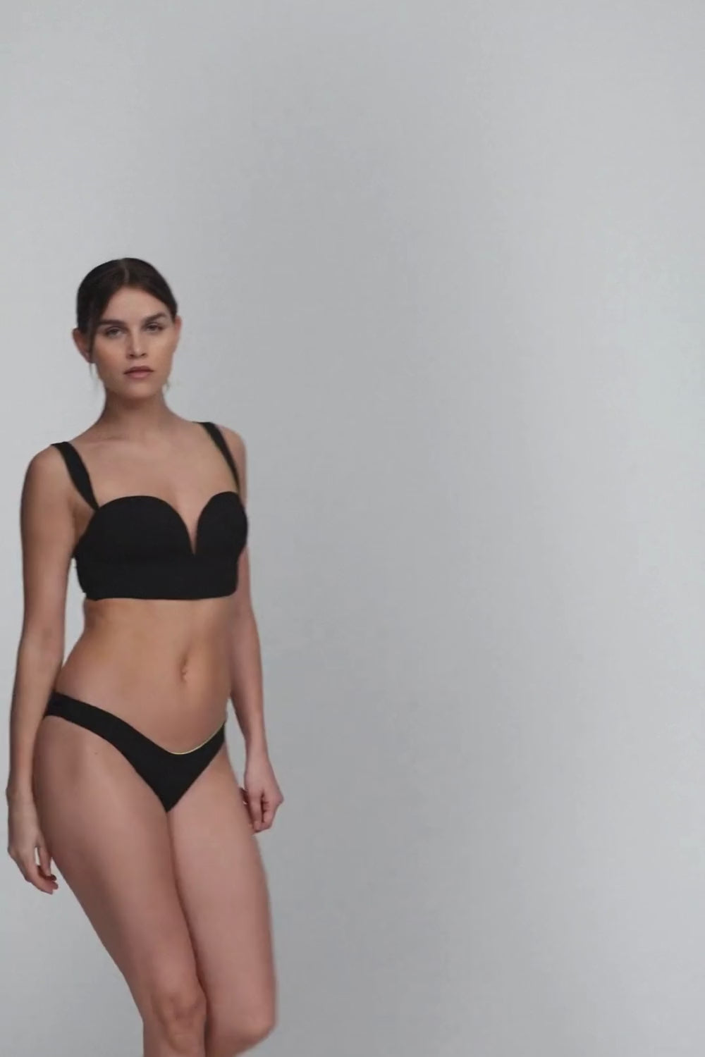 Tomorrowland x Sarda Greta Black Padded Plunge Bikini Top