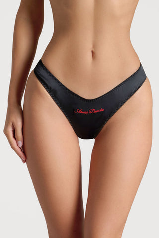 Scandale Dédicace Satin High Hips Thong Black
