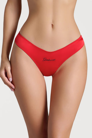 Scandale Dédicace Satin High Hips Thong Red