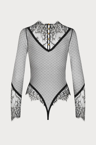 Scandale Inspiration Divine Long Sleeve Veil Thong Bodysuit