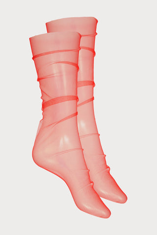 Scandale x Maison Close Red Sheer Tulle Socks - Naughty Knickers