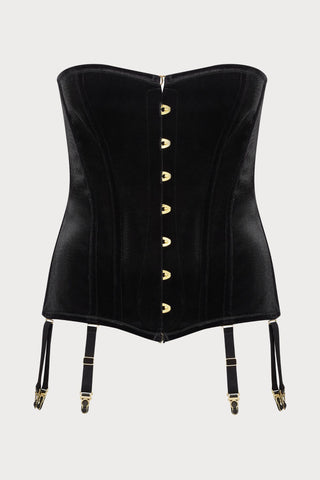 Scandale x Maison Close Rococo Black Velvet Corset with Suspenders - Naughty Knickers