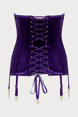 Scandale x Maison Close Rococo Purple Velvet Corset with Suspenders - Naughty Knickers