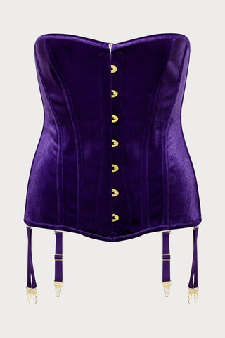 Scandale x Maison Close Rococo Purple Velvet Corset with Suspenders - Naughty Knickers