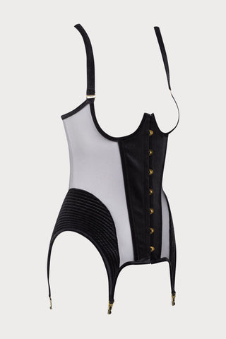 Scandale x Maison Close Rococo Black Open Corset with Suspenders - Naughty Knickers