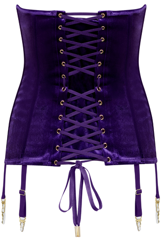Scandale x Maison Close Rococo Purple Velvet Corset with Suspenders - Naughty Knickers