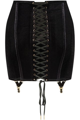 Scandale x Maison Close Rococo Black Velvet Short Skirt with Suspenders - Naughty Knickers
