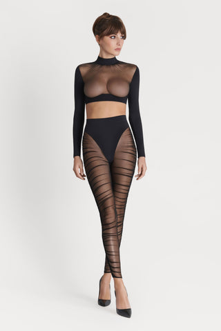 Scandale Nuit Fauve Long Sleeve Scarf Top Black