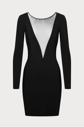 Scandale Nuit Fauve Long Sleeve Short Dress Black