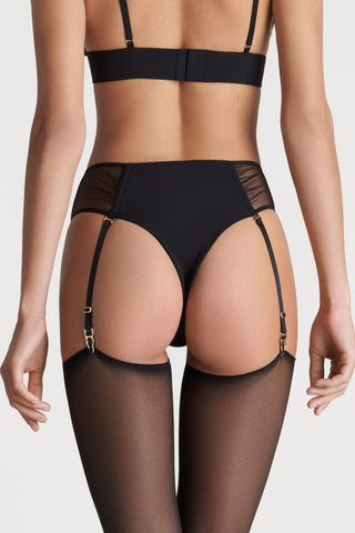 Scandale Nuit Fauve Openable High Waist Suspender Tanga Black