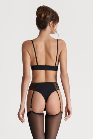 Scandale Nuit Fauve Openable High Waist Suspender Tanga Black