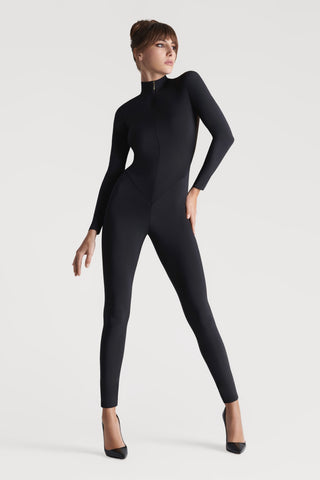 Scandale Nuit Fauve Sheer Back Long Sleeve Jumpsuit Black