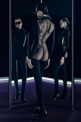 Scandale Nuit Fauve Sheer Back Long Sleeve Jumpsuit Black